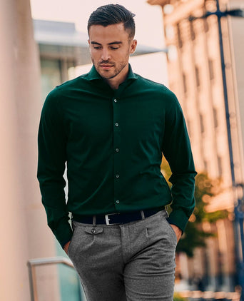 Suitable sorona overhemd donkergroen | Slim-fit