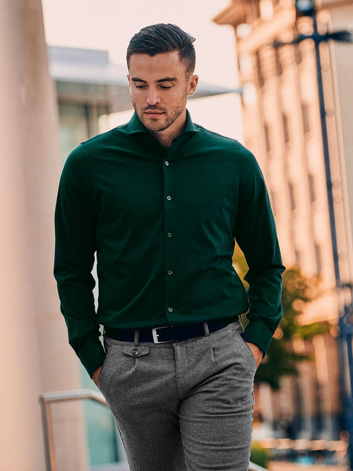 Suitable sorona overhemd donkergroen | Slim-fit