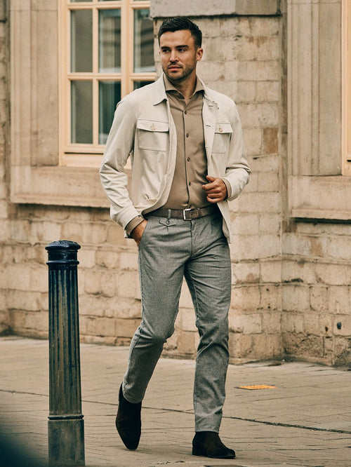 Suitable sorona overhemd beige | Slim-fit