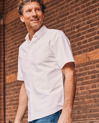 Short sleeve overhemd Oxford yale wit