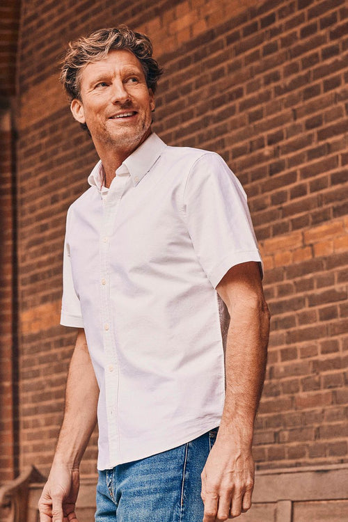 Short sleeve overhemd Oxford yale wit