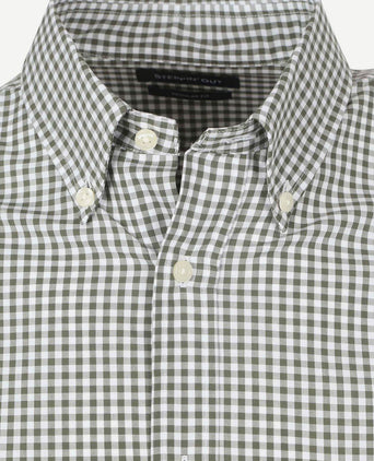 Steppin' Out poplin overhemd ruit groen | Regular-fit