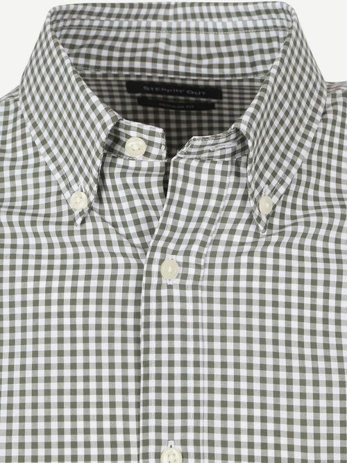 Steppin' Out poplin overhemd ruit groen | Regular-fit