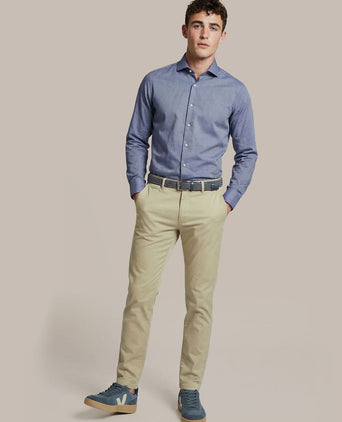 Overhemd Oxford melange blauw
