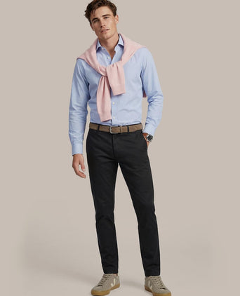 Overhemd twill streep lichtblauw