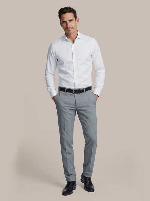 Overhemd extra lange mouwen twill wit