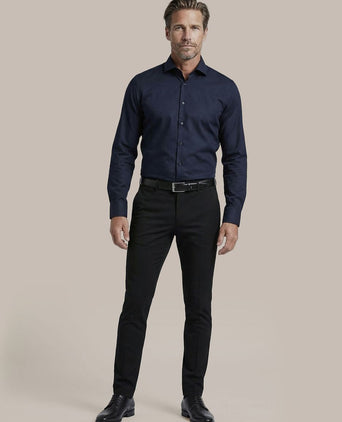 Overhemd extra lange mouwen twill donkerblauw
