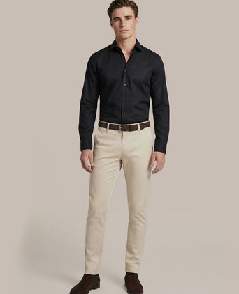 Overhemd extra lange mouwen twill zwart