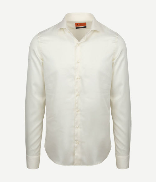 Suitable overhemd extra lange mouwen twill ecru | Slim-fit