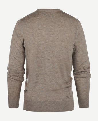 Trui v-hals merinowol taupe