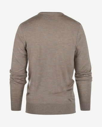 Trui v-hals merinowol taupe