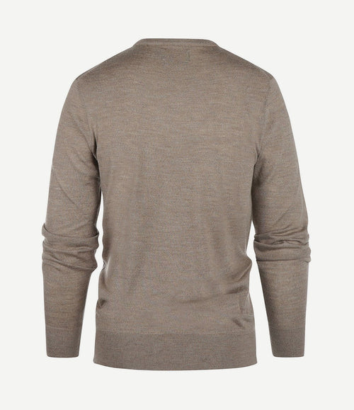 Trui v-hals merinowol taupe