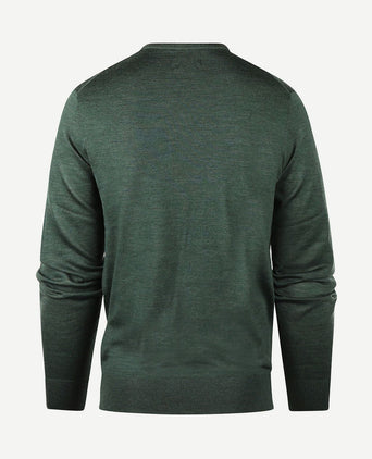 Trui v-hals merinowol sage groen