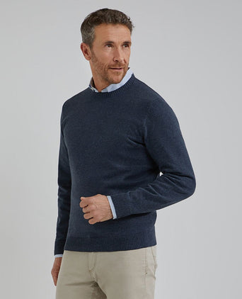 Trui melange donkerblauw