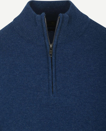 halve rits trui merinowol marine blauw