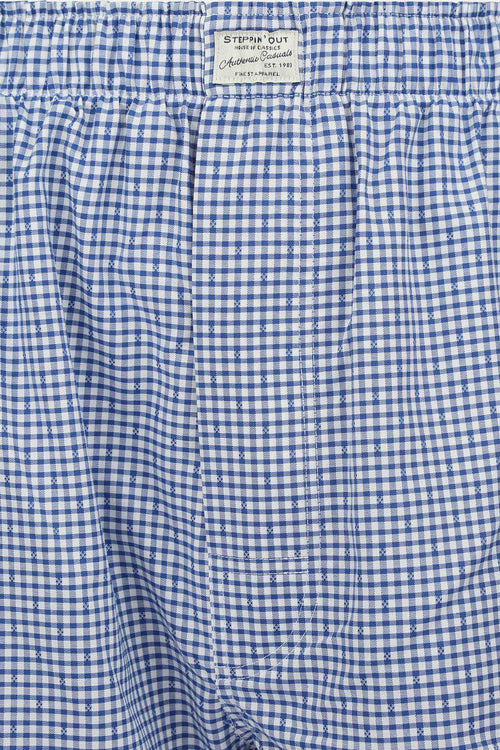 Boxershort dobby ruit blauw