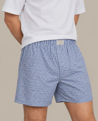 Boxershort dobby ruit blauw