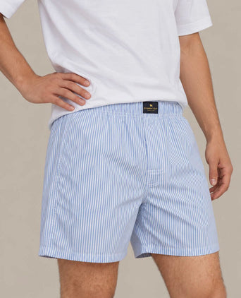 Boxershort poplin gestreept lichtblauw