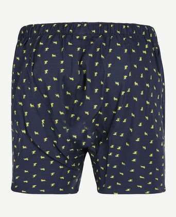 Boxershort poplin print donkerblauw