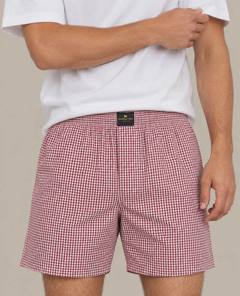 Boxershort poplin ruiten rood