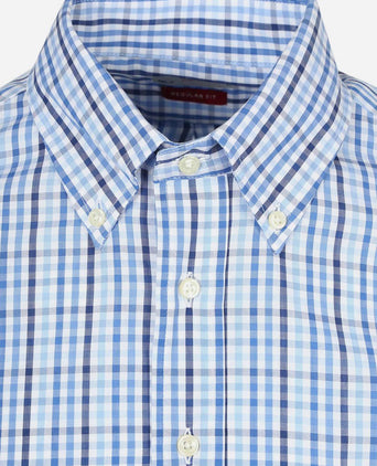 Extra lange mouwen overhemd ruit blauw