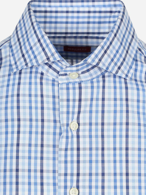 Extra lange mouwen overhemd ruit blauw