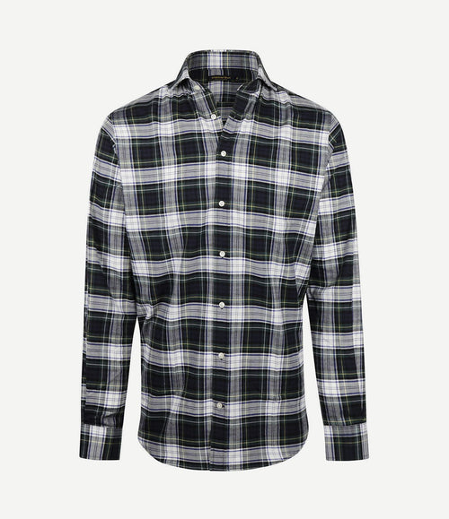 Flanel overhemd ruit blauw groen