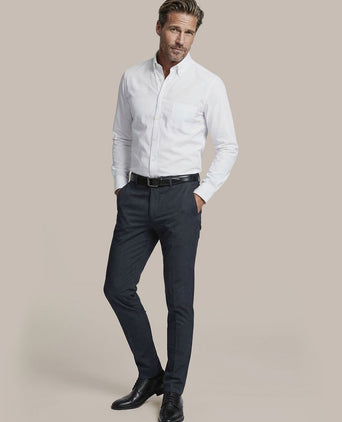 Overhemd twill borstzak wit