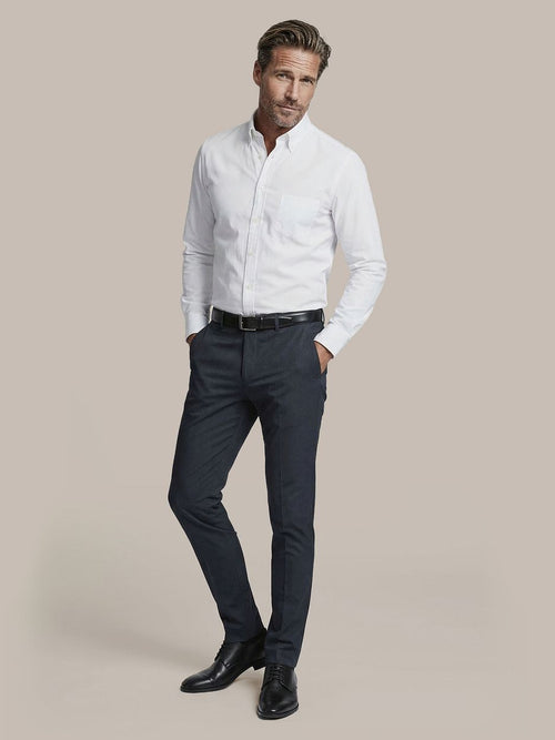 Overhemd twill borstzak wit
