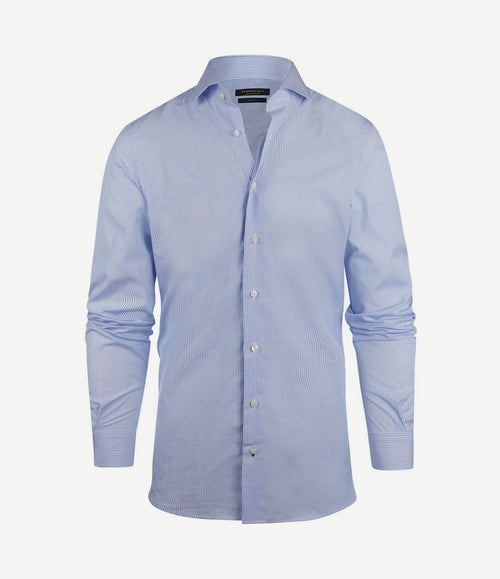 Overhemd slim-fit streep lichtblauw