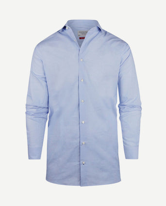 Overhemd extra lange mouw ruit blauw