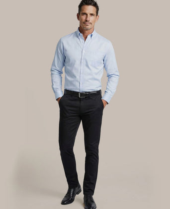 Overhemd twill extra lange mouw lichtblauw