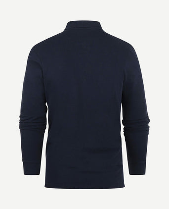Longsleeve polo piqué classic donkerblauw