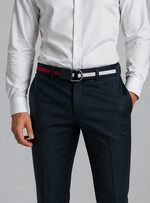 Tape riem donkerblauw rood