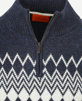 Suitable avery nordic halve rits trui wolblend donkerblauw