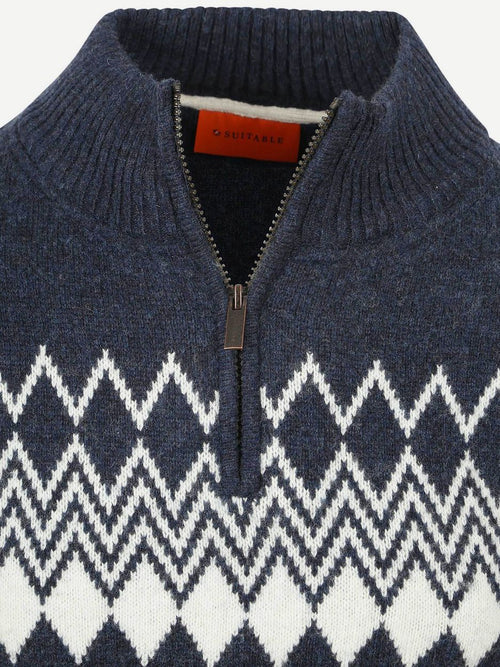 Suitable avery nordic halve rits trui wolblend donkerblauw