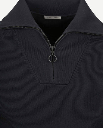 Suitable halve rits trui tias cooldry knit donkerblauw | Slim-fit