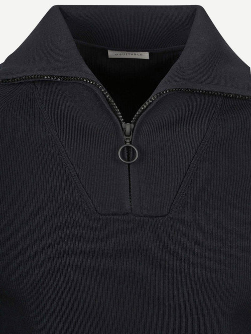 Suitable halve rits trui tias cooldry knit donkerblauw | Slim-fit