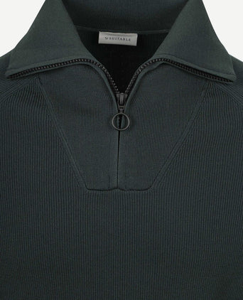 Suitable halve rits trui tias cooldry knit mosgroen | Slim-fit