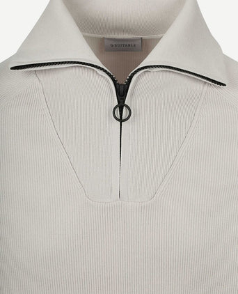 Suitable halve rits trui tias cooldry knit greige | Slim-fit