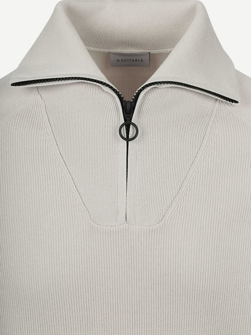 Suitable halve rits trui tias cooldry knit greige | Slim-fit