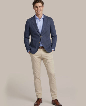 Colbert mylo pinstripe donkerblauw