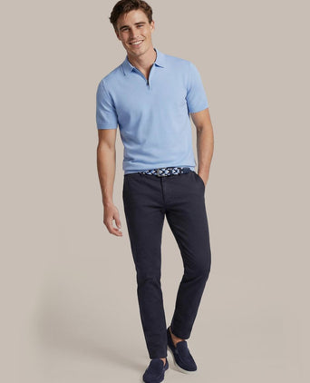 Knitted halve rits polo dan lichtblauw