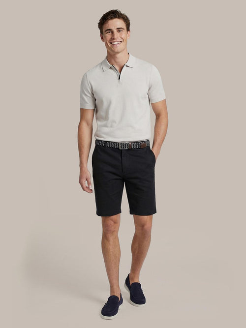 Knitted halve rits polo dan ecru