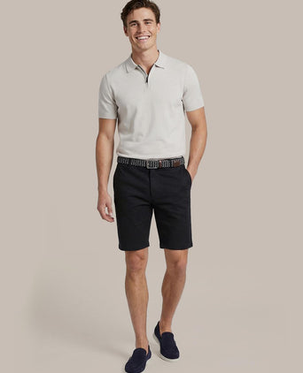 Knitted halve rits polo dan ecru