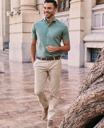 Shortsleeve sorona overhemd erik groen