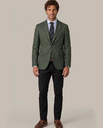 Colbert lamswol tweed groen