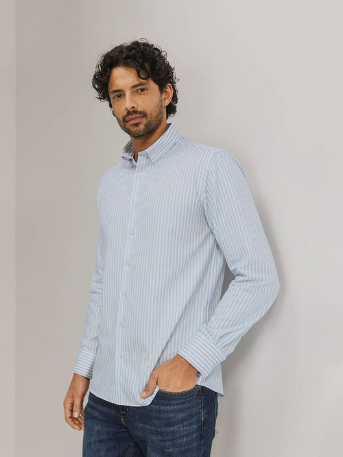 State of Art dobby overhemd streep lichtblauw | Regular-fit