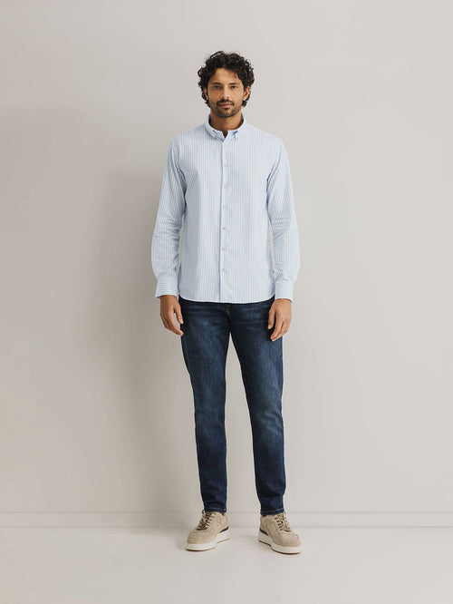 State of Art dobby overhemd streep lichtblauw | Regular-fit