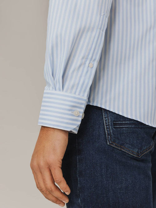State of Art dobby overhemd streep lichtblauw | Regular-fit
